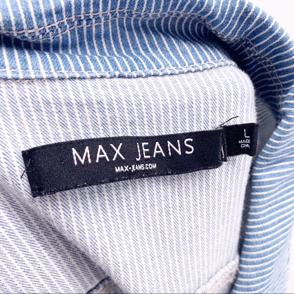 Max Jeans Blue and White Pinstriped Jean Jacket - Picture 8 of 8
